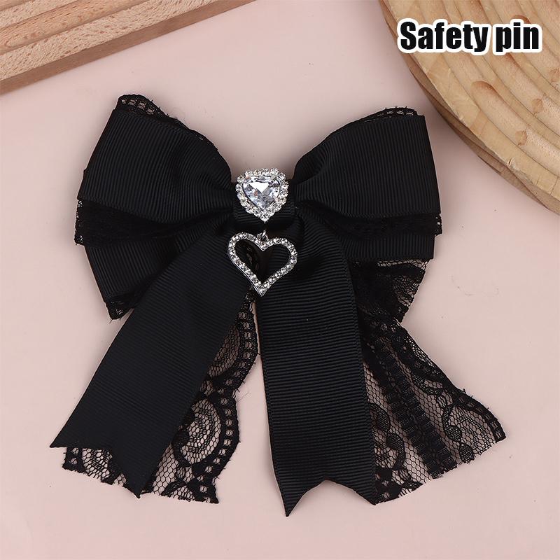 Women'S Lace Bow Tie Brooches Hairclip Heart Shape  Pendant Lolita Skirt Accessories Pin Clips Jewelry Gift