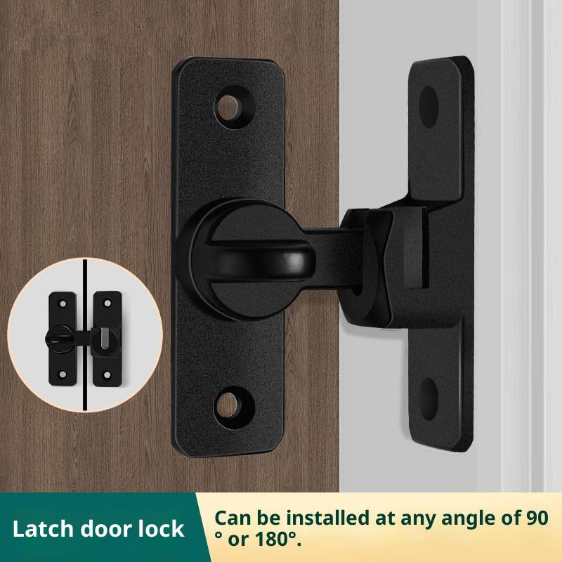 Punch-Free Hasp Latch Door Lock Black Cabinet Locks Kids Safety Lock Barn Door Sliding Door Anti-Pried Hook Lock Hardware