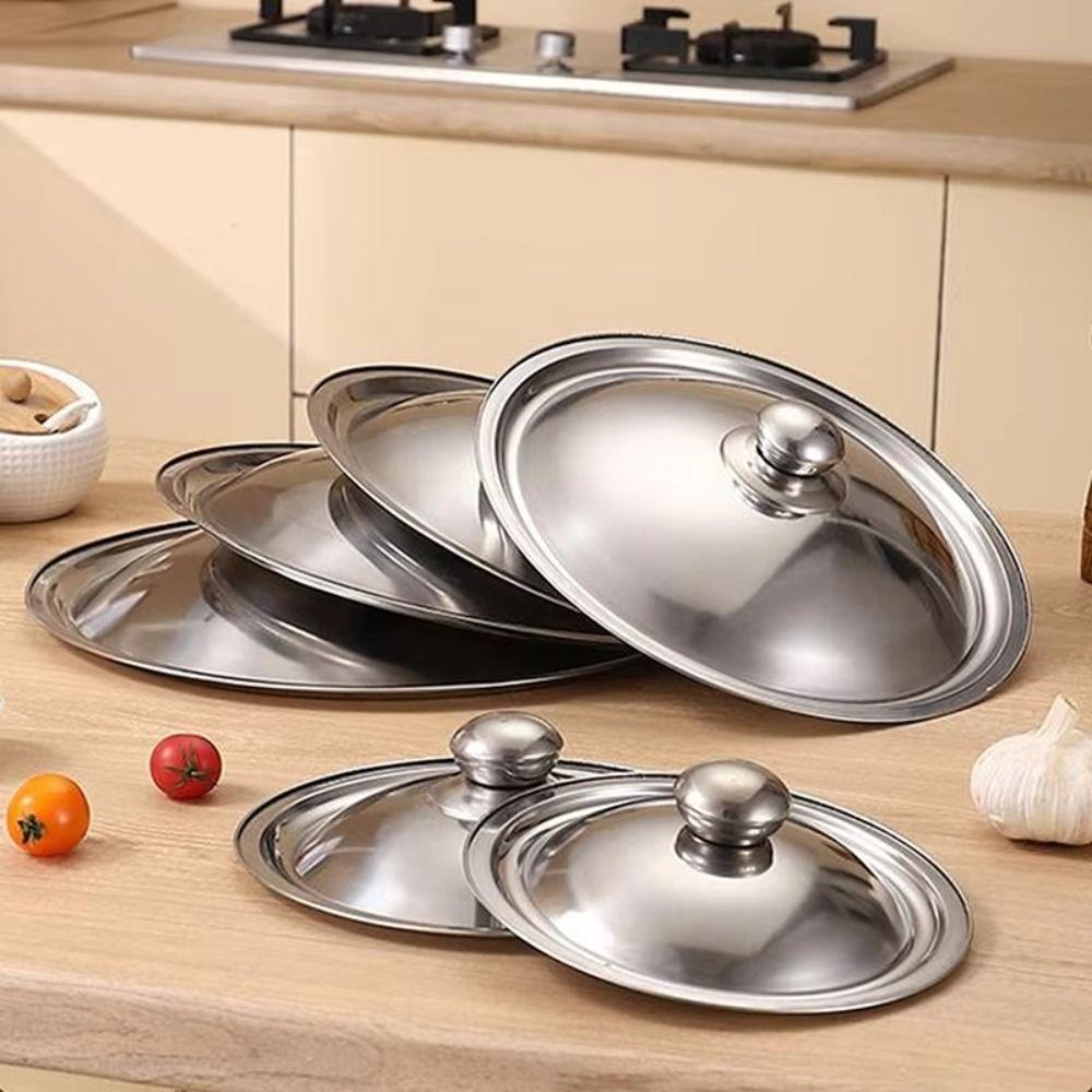 Stainless Steel Frying Pan Cover Universal Kitchen Food Lid Bowl Cover  Restaurant Kitchenware