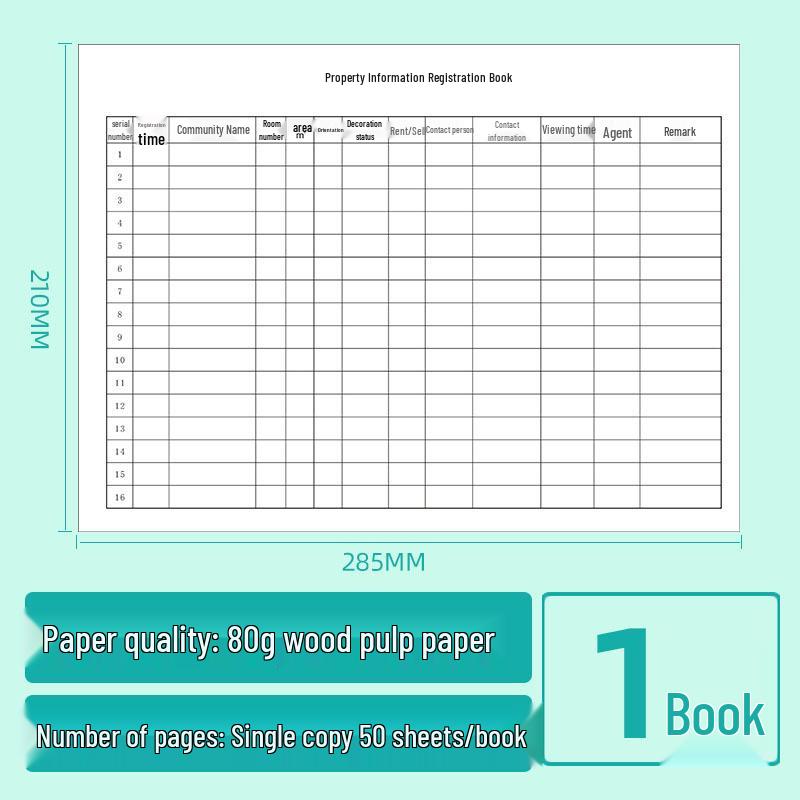 Real Estate Client Source & Property Registration Book 50 Sheets