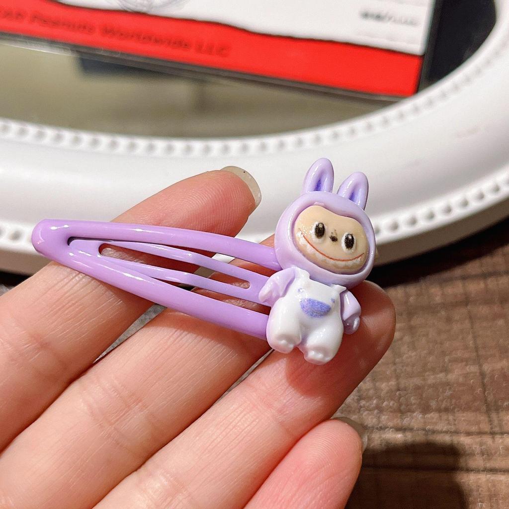 Labubu Candy Color BB Clip: Sweet Cartoon Side Bangs Hair Clip for Girls - Gentle On Hair.