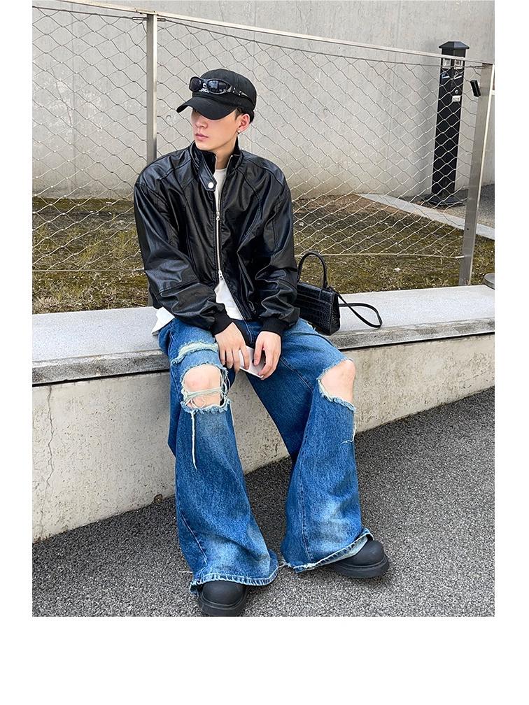 Herren Retro Amerikanischer Stil Leder Baseballjacke - Winter Motorrad Cleanfit