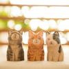 Wooden Cat Sculpture Vintage Desk Ornament For Office Decor And Gift Giving