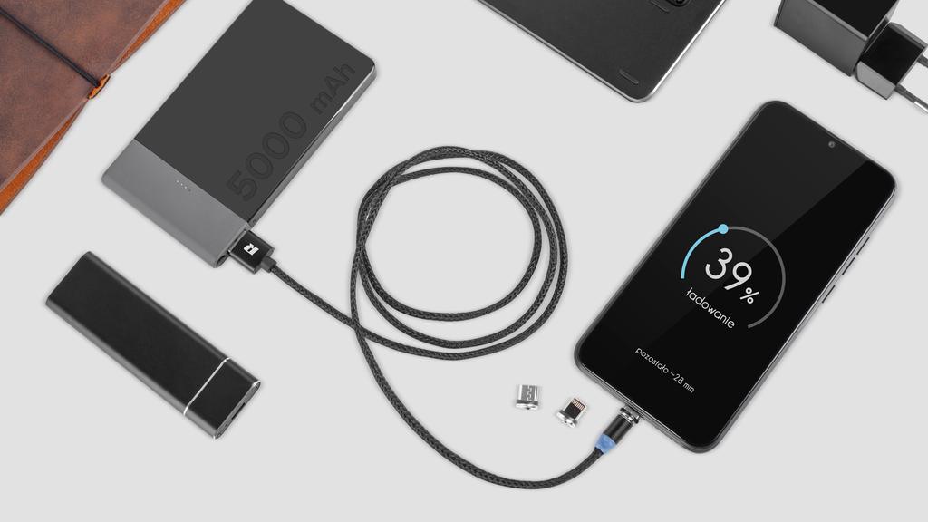 Magnetic USB cable - USB-C type C lightning iPhone micro USB 3in1 1m Rebel