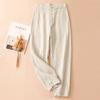 Women's Summer 2025 White Tencel High Waist Harem Pants - Lightweight Nine-Point Cotton Linen Carrot Straight Leg Design
