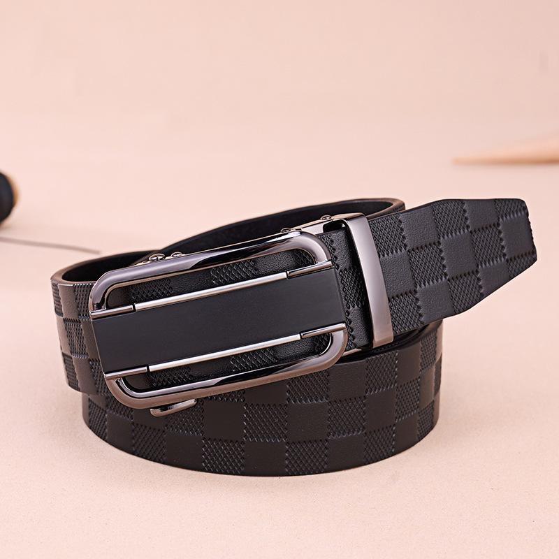 Business Belt Men's Sense First Layer Cowhide Belt Men's Fashion Trendy Men's Automatic Buckle Belt