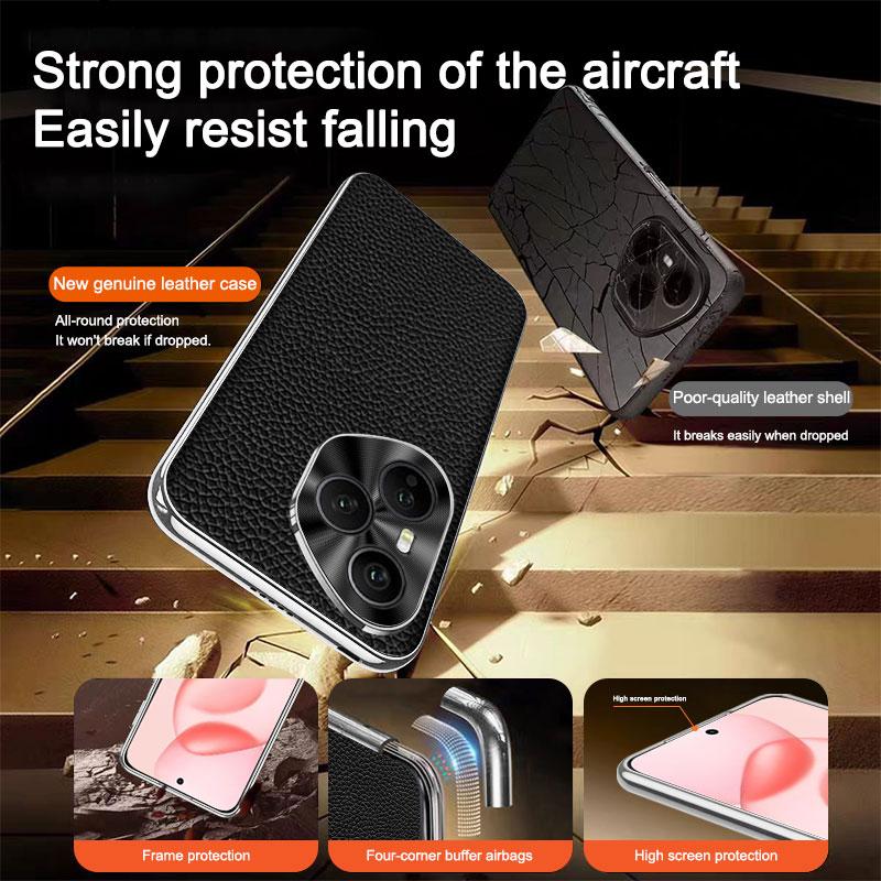 For Huawei Honor 400 Pro Case Luxury Lichee Leather Skin Protective Back Cover Case For Honor 400 400Pro Global Version Shell