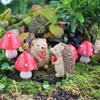 7 Stück Cartoon Igel Pilz Statue Niedliche Gartenminiaturen Figur Tierskulptur Bonsai