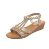 Fashion Women Wedge Sandals Summer Bohemia Rhinestones Casual Platform Middle Heel Sandals Female Peep Toe Outdoor Beach Sandales Shoe