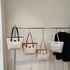 Simple Contrasting Colors, Large-capacity Commuter Tote Bag, Trendy Premium Texture, Retro Portable Shoulder Canvas Bag.