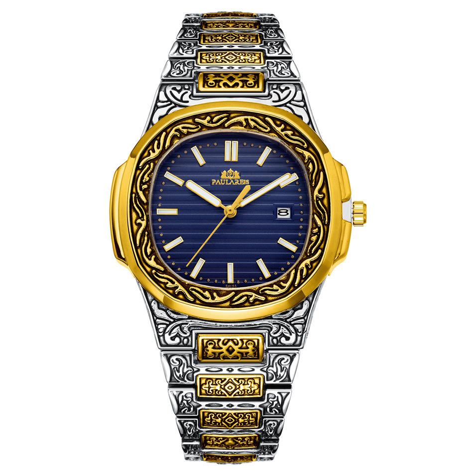 Paulareis Quartz Carved Parrot Calendar Glow Men's Watch QUARTZ WATCH