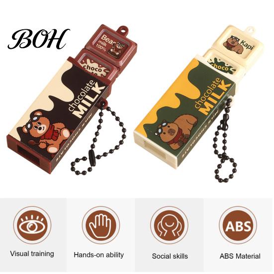 Portable Chocolate Fidget Toys Simulated Keychain Pendant, Snap Stress Relief Toy Hanging Decorative Accessory with Ball Chain, for Backpacks Handbags