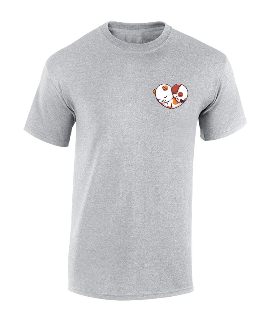 

Кот и Собака Милая Любовь LB Мужская Футболка Дизайн для Любителей Животных Котенок Щенок Подарок 2XL