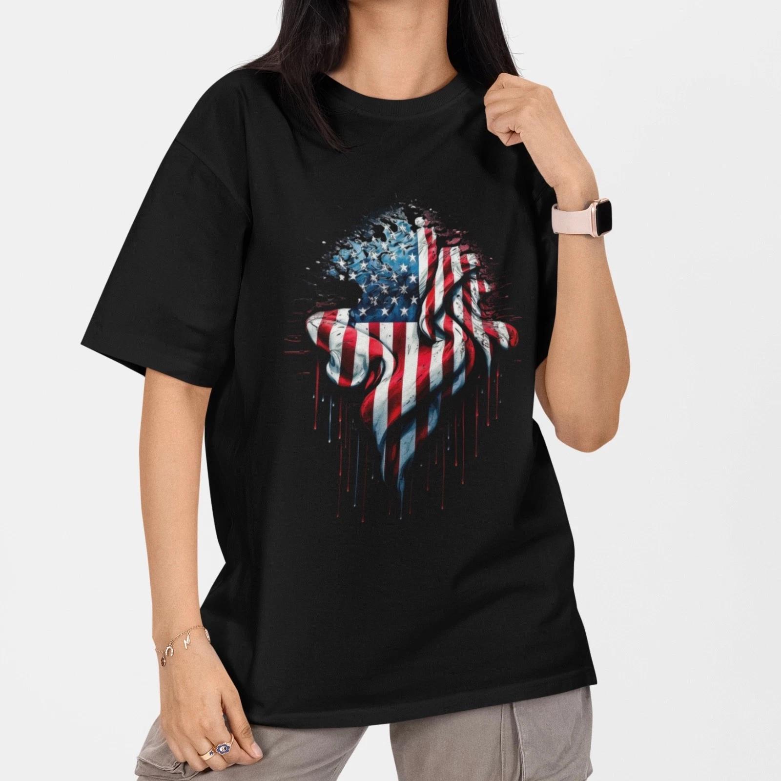 American Flag Cross T Shirt Christian Patriotic USA Faith Black Shirt Unisex XS