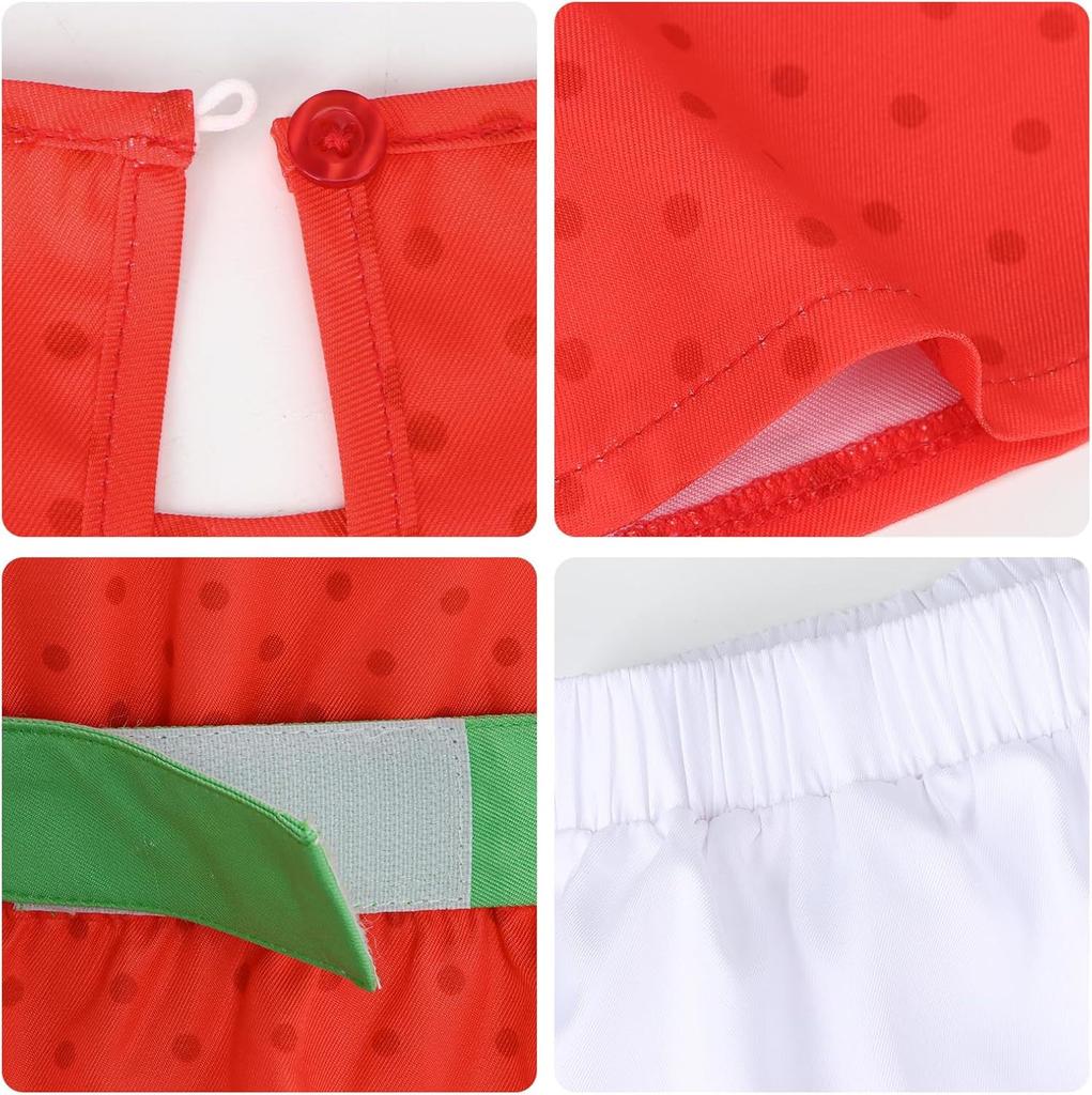 Strawberry Shortcake Costume For Women 1980s Vintage Cartoon Dress Halloween Cosplay Outfit Pink Baker Hat & Dress Set Takerlam