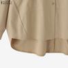 ZANZEA Oversized Women Turn Down Collar Long Sleeve Solid Casual Blouse Shirts