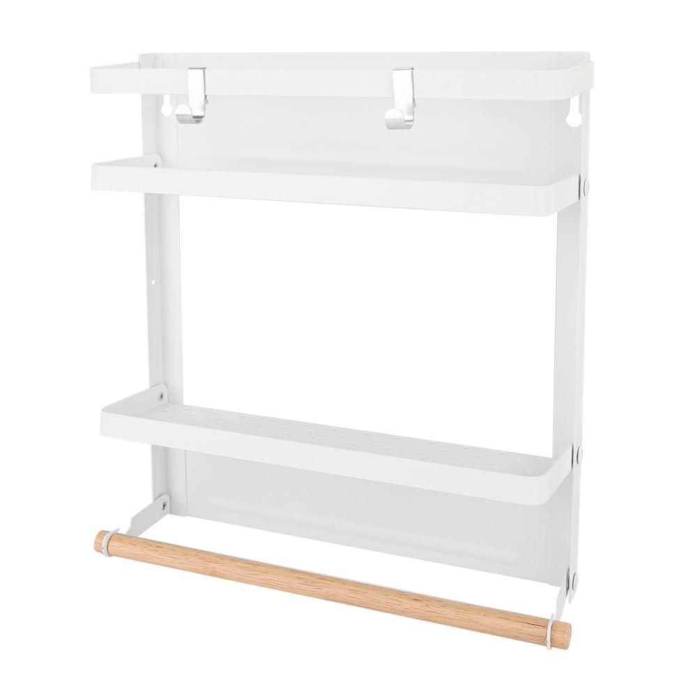 Household MultiFunctional Folding Magnet Refrigerator Rack Hanging Storage Rack (Black)