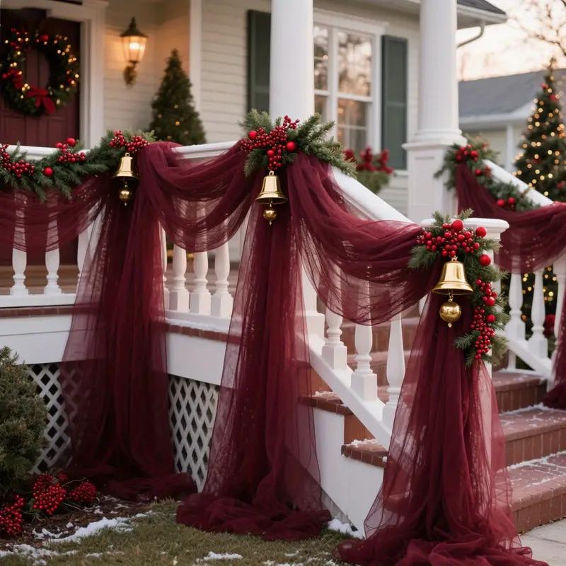 Tessuto Tulle Decorazioni Fai da Te Accessori Matrimonio Festa Evento di Natale Tessuto a Rete Trasparente Materiale Elegante Runner da Tavola Fiocchi per Sedie Sfondo