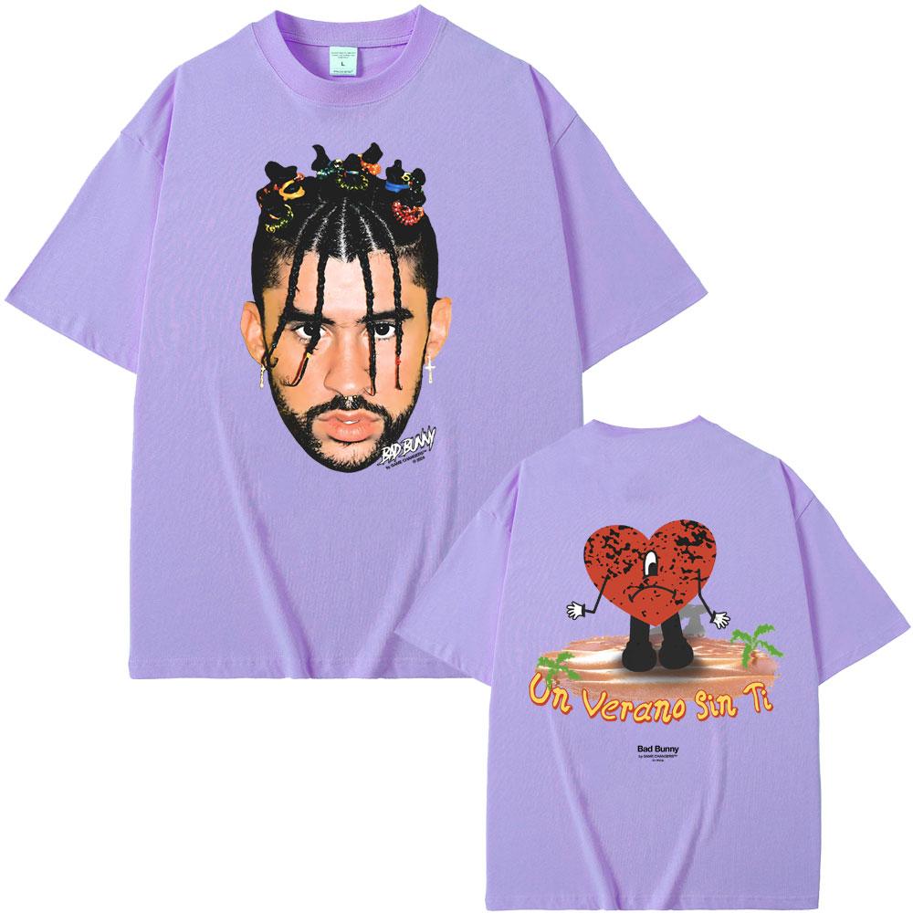 Rapper Bad Bunny Un Verano Sin Ti Album Graphic Print T-shirt Men Women Fashion Hip Hop Oversized Tshirt Male Vintage Streetwear