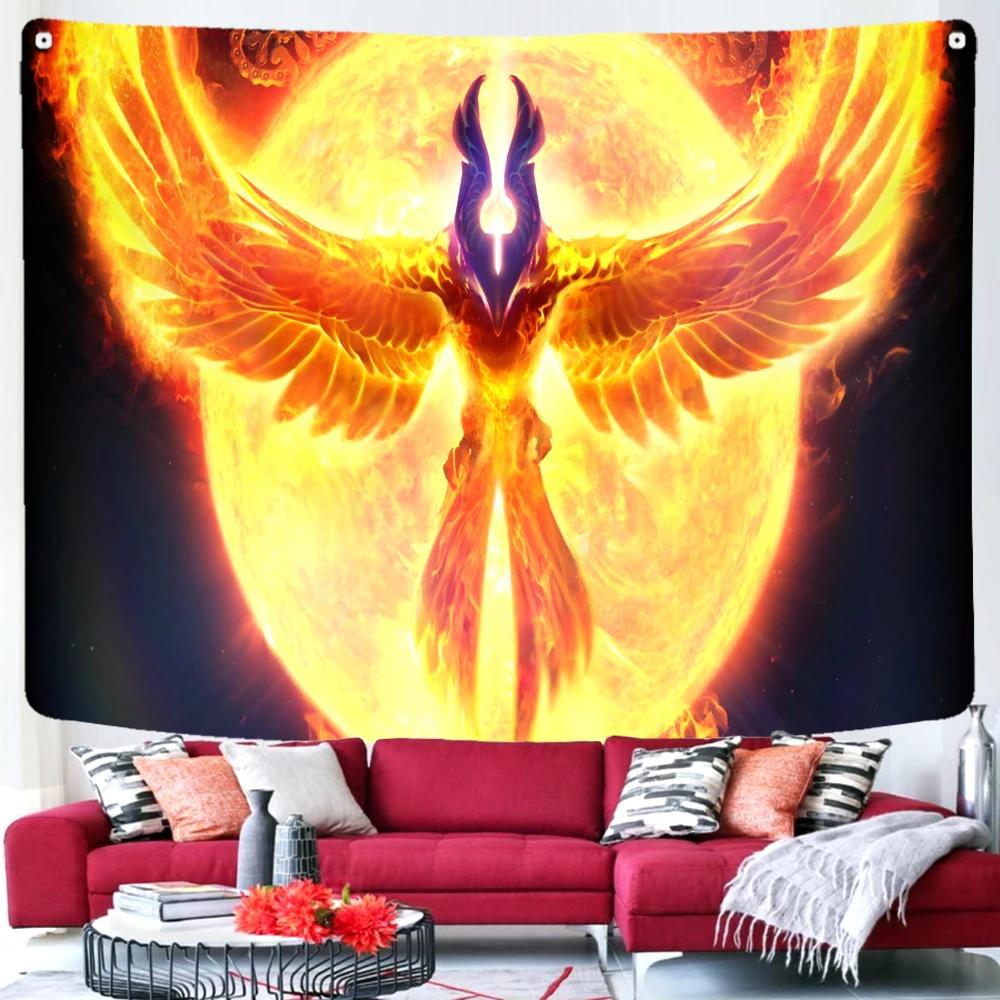 Skull Psychedelic Halloween Decoration Dorm Angel Devil Tapestry Anime Hell Wall Hanging Witchcraft