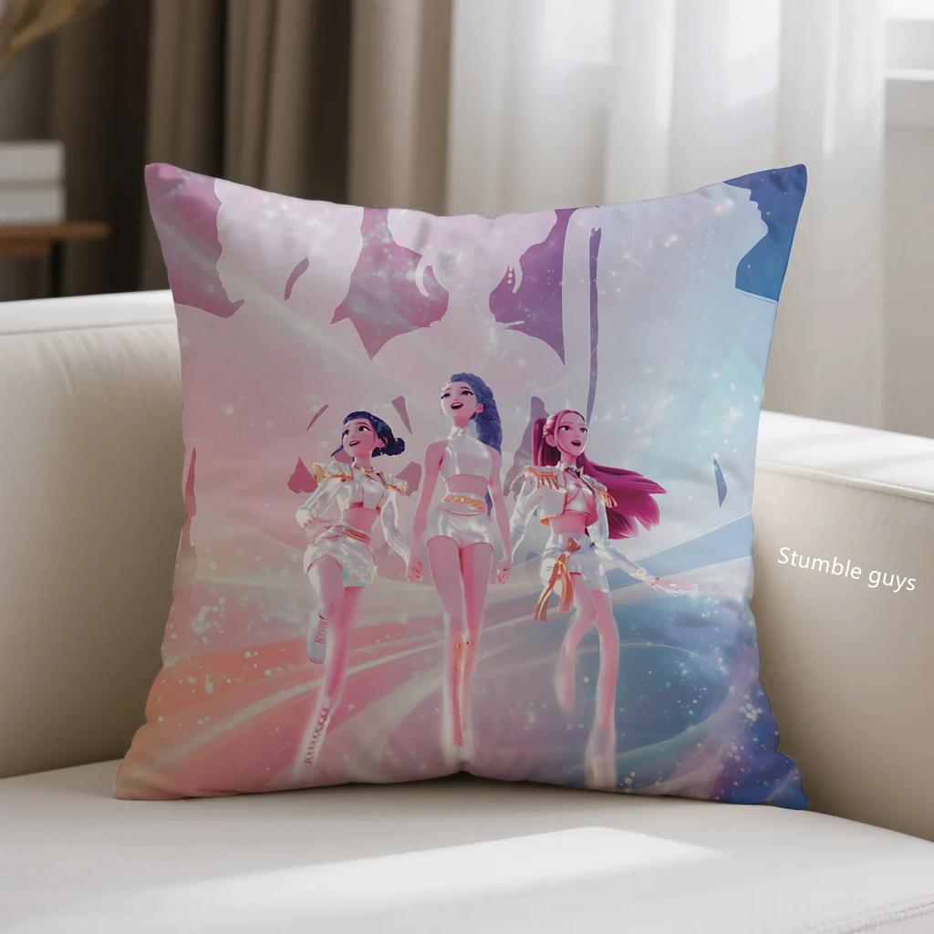 Kpop Sofa Cushion Cover Demon Hunters Anime Pillowcase Decorative
