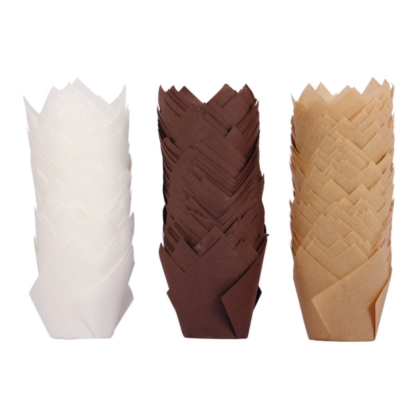 

150pcs Tulip Cake Cupcake Goblet 3 Colors Fire Swedish Greaseproof Paper Box Cups Muffin Baking Liner Cupcakes Cup Bake Tools