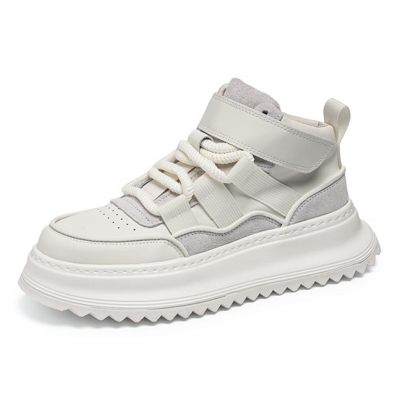 

Европейская станция приливной бренд осень и зима маленькие белые мужские туфли на толстой подошве высокие спортивные и повседневные туфли универсальная легкая роскошь кожа 44 белый