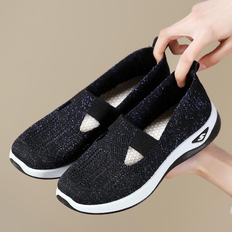 Net shoes women's new shallow mouth shoes soft sole breathable one pedal fly woven breathable women's shoes summer Beijing cloth shoes