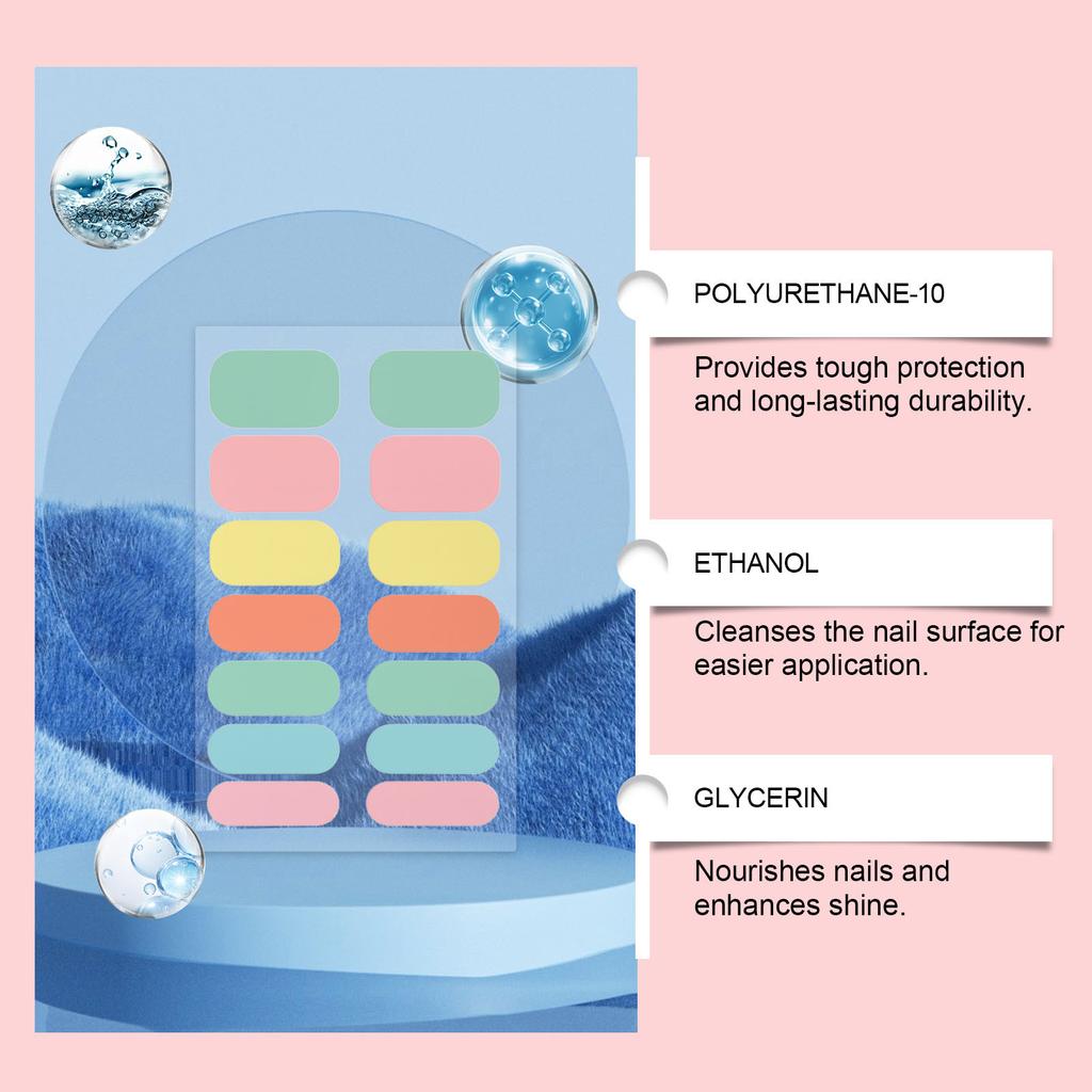 Dopamine Nail Patches Solid Color, No-Light, High-Stickiness Dopamine Daily Hundred-Tower Nail Patches 1ml