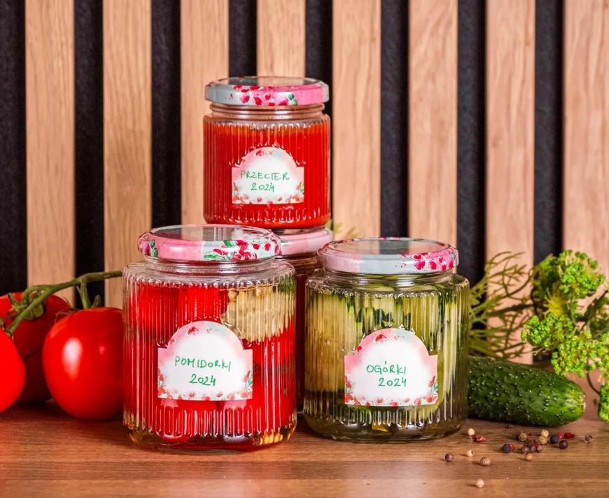 Fluted Glass Jars, with Lids and Labels