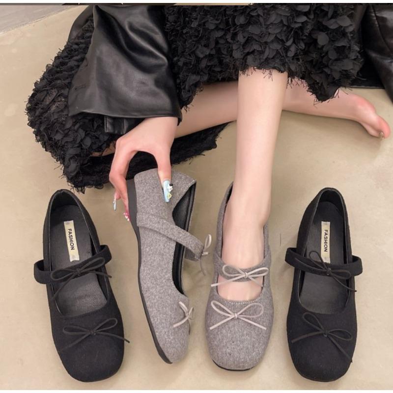 Fashion Retro Round Head Butterfly-knot Women Mary Jane Shoes Ladies Soft Sole Dress Flats Casual Street Style Ballet Shoes
