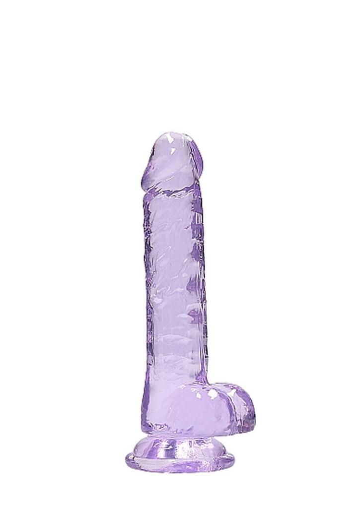 Dildo Z Przyssawką I Jądrami Crystal Clear Realrock 18Cm Fioletowy