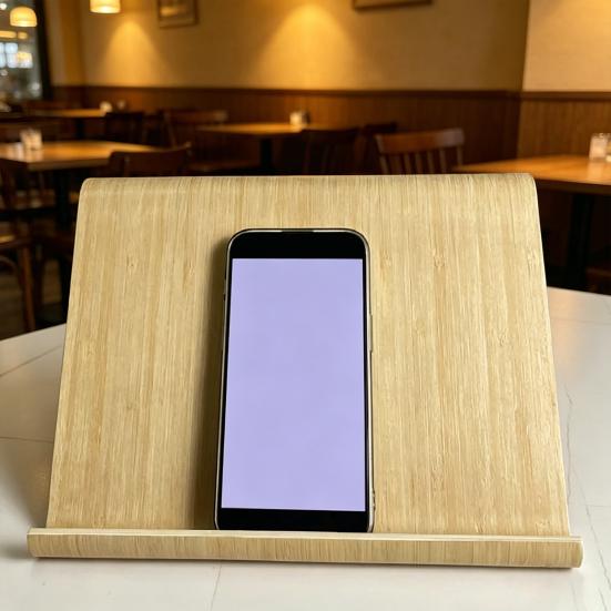 Wooden Tablet Stand Non-Slip Universal Cell Phone Tablet Holder Heavy Duty Home Office Tablet Desktop Mount Tablet