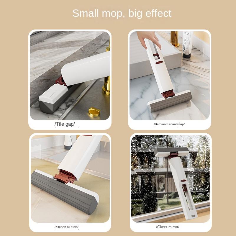 Folding Hand Free Mini Mop for Kitchen, Bathroom, Tabletop Cleaning, Household Use