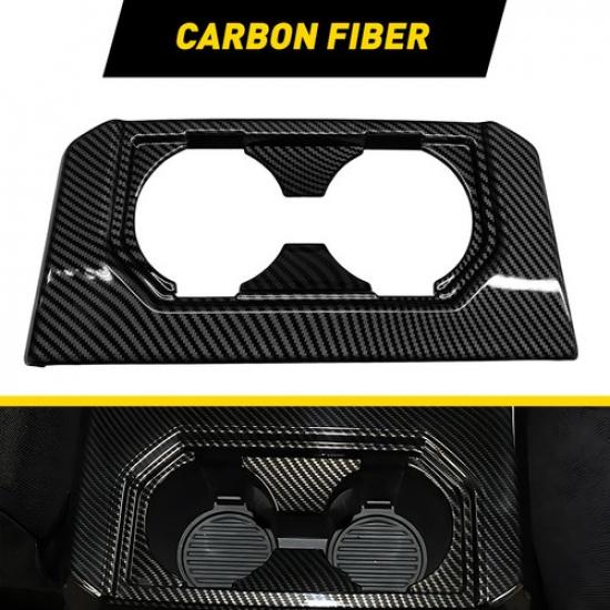 For Ford F150 2015- Rear Air Vent Outlet Frame Cup Holder Cover Carbon Fiber