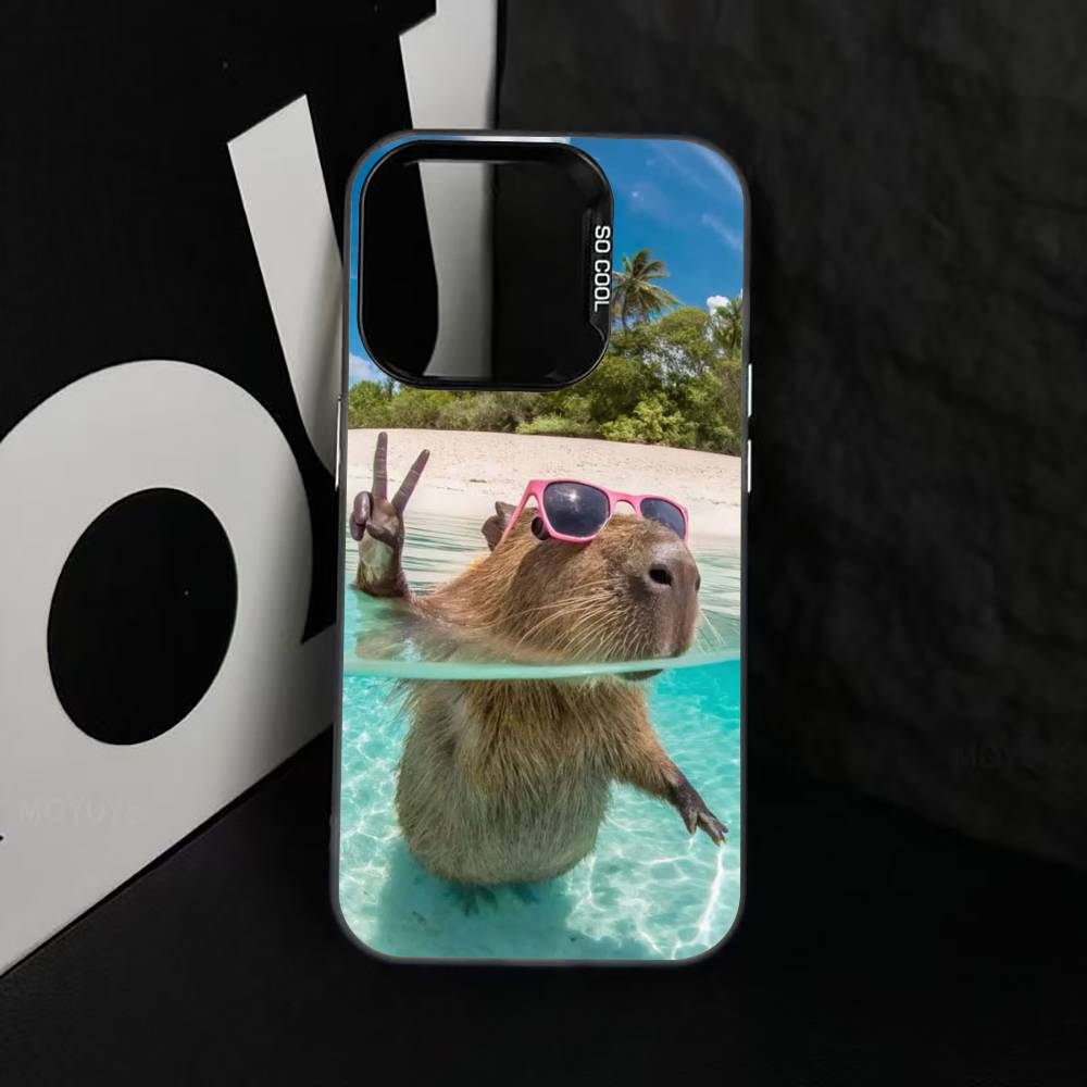

Cute capybara Phone Case For iPhone 17,16,15,14,13,12,11 Plus,Pro Max,XS,Colorful Silver Black Cover iPhone15plus