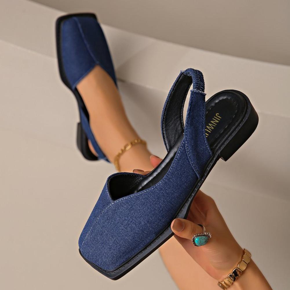 Fashion Women Platform Sandals Fashion Low Heels Sandals Elegant Square Toe Flat Anti-slip Shoes for Women Comfortable Designer Shoes