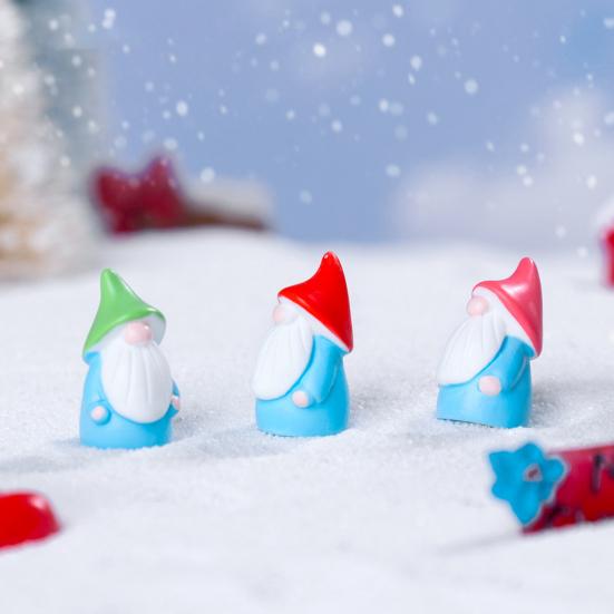 30Pcs Mini Christmas Hat Gnome Figurine Tiny Faceless Dwarf Resin Statue Miniature Colorful Hat Elf Ornament Fairy Garden Decoration