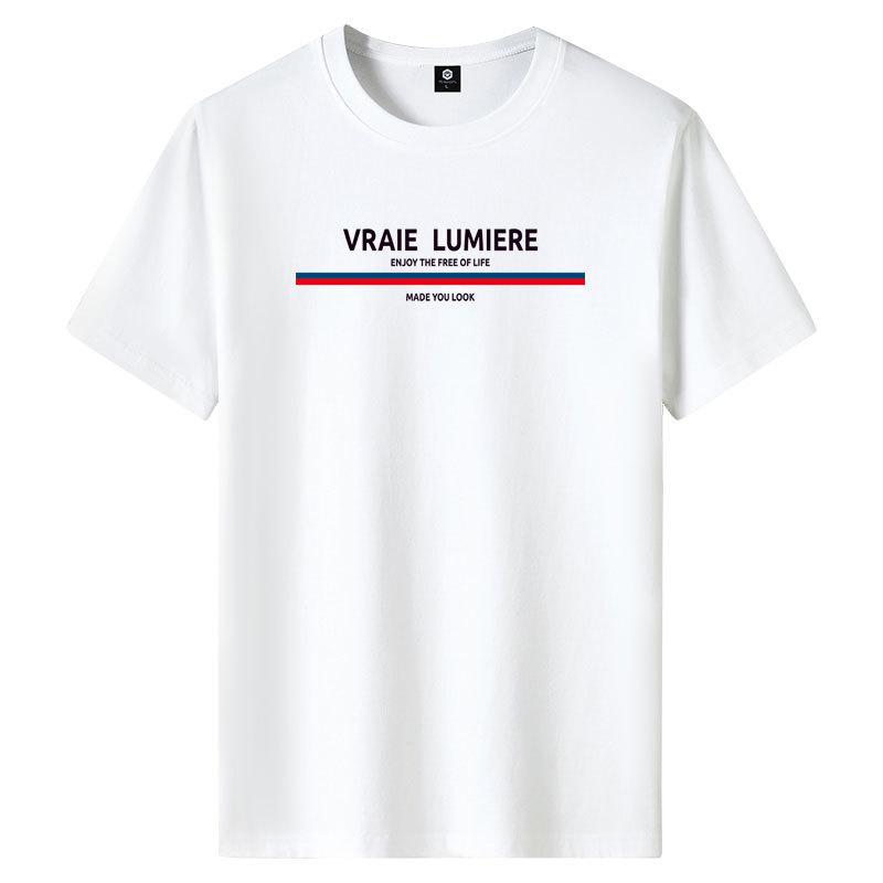

Vraie Lumiere M-6XL Мужская футболка с короткими рукавами из чистого хлопка с круглым вырезом для мальчиков Повседневная футболка 6XL белый
