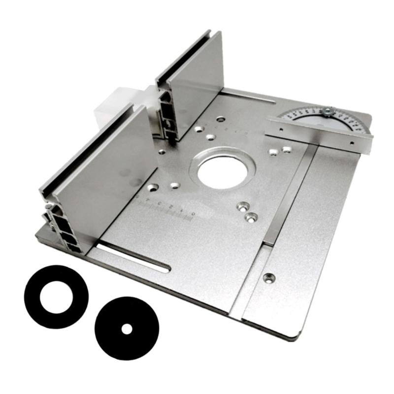 

Aluminium Router Table Insert Plate Woodworking Benches Router Flip Plate with Miter Gauge Guide Aluminium Fence Sliding 1