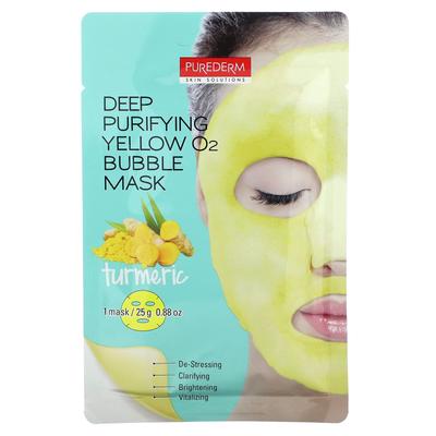 Deep Purifying Yellow O2 Bubble Beauty Mask, Turmeric, 1 Sheet Mask, 0.88 Oz (25 G)