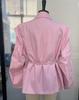 2025 Korean Style Tie-Waist Padded Shoulder Blazer Jacket for Spring/Autumn