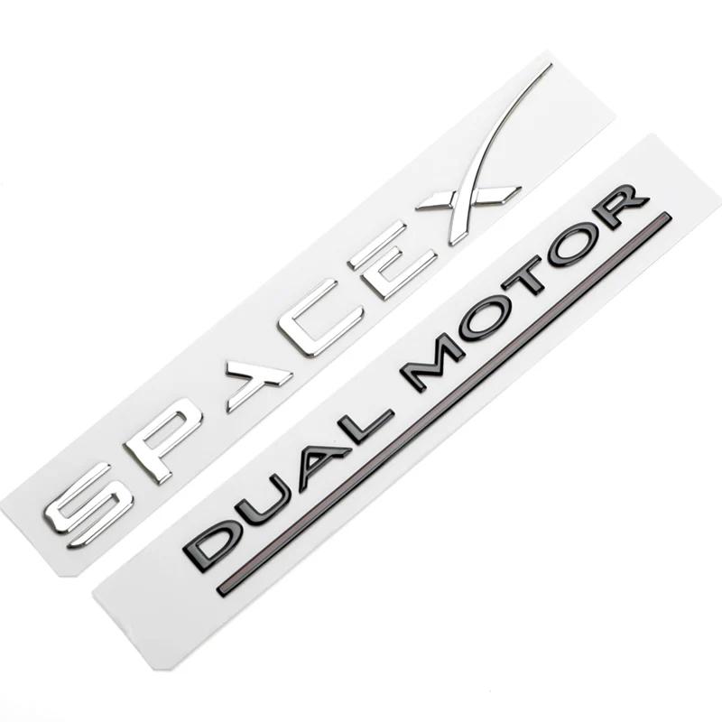 Car SpaceX Dual Motor Sticker Fender Side Decal For Tesla Model Y S 3 X Letters Space Logo Rear Emblem Badge Trunk Accessories