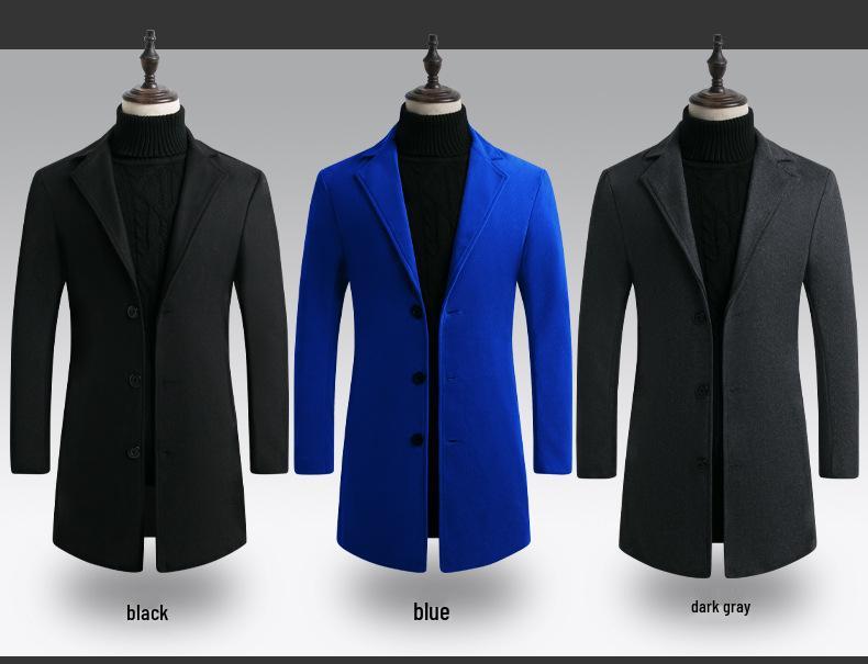 Abrigo Trench de Lana Slim para Hombre Estilo Coreano para Otoño/Invierno 2021