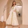 Arabic Party Bell Sleeve Digital Print Long Dress
