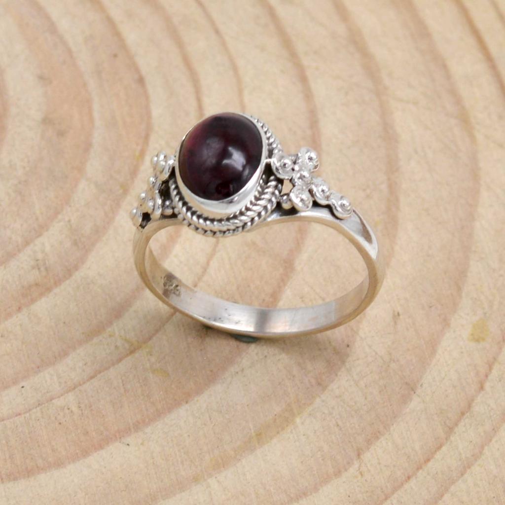 Garnet 925 Sterling silver Handamde Januart Birthstone Ring