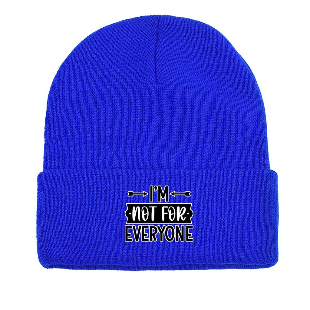 I'M NOT FOR EVERYONE\" Print Knit Cap Beanie, Text Man Cap Cancer Chemo Autumn Unisex Pompom Beanies Knitted Hat Beanie