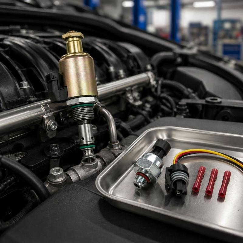 F81Z9C968AB, F5TZ9C968A Injection Pressure Regulator and Control Pressure Sensor Kit, One Paired Set with Threaded Interfaces and a Three-Wire Pigtail