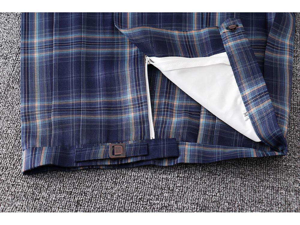 Japanese High-Waisted Plaid Pleated School Uniform Skirt