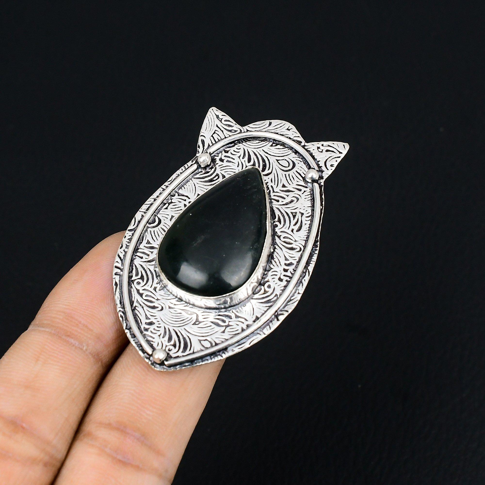 

925 Sterling Silver Pear Nepharite Stone Wedding Promise New Ring Jewelry US 7.5 7.5